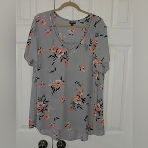Torrid Light Gray Floral Blouse